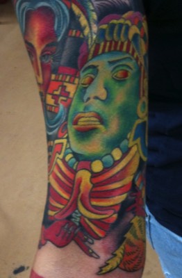  Aztec and Mayans inspired tattoo by Brandon Notch 