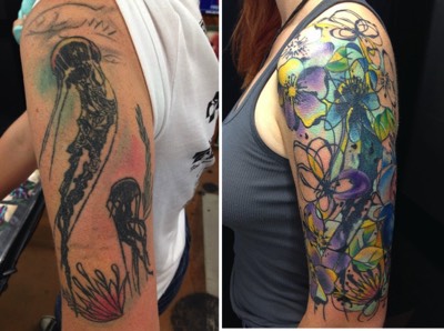  Trash polka style tattoo cover-up tattoo by Brandon G Notch 
