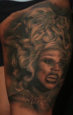  Rupaul drag queen portrait tattoo by Brandon Notch 