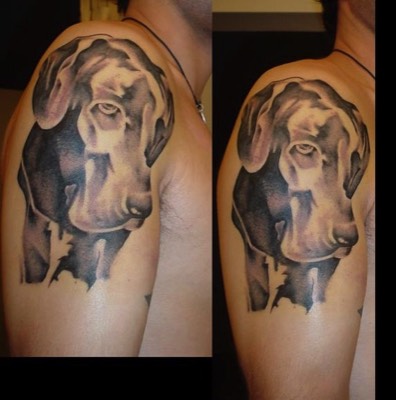  Abstract art dog tattoo 