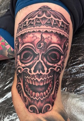  Tibetan skull tattoo by Notch 
