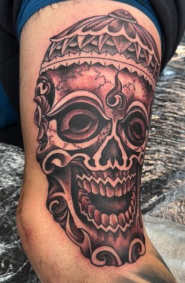  Tibetan skull tattoo by Notch 