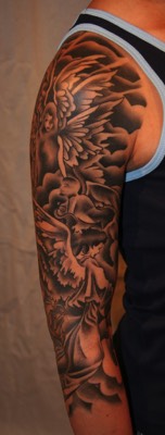  Angel sleeve tattoo by Brandon Notch 