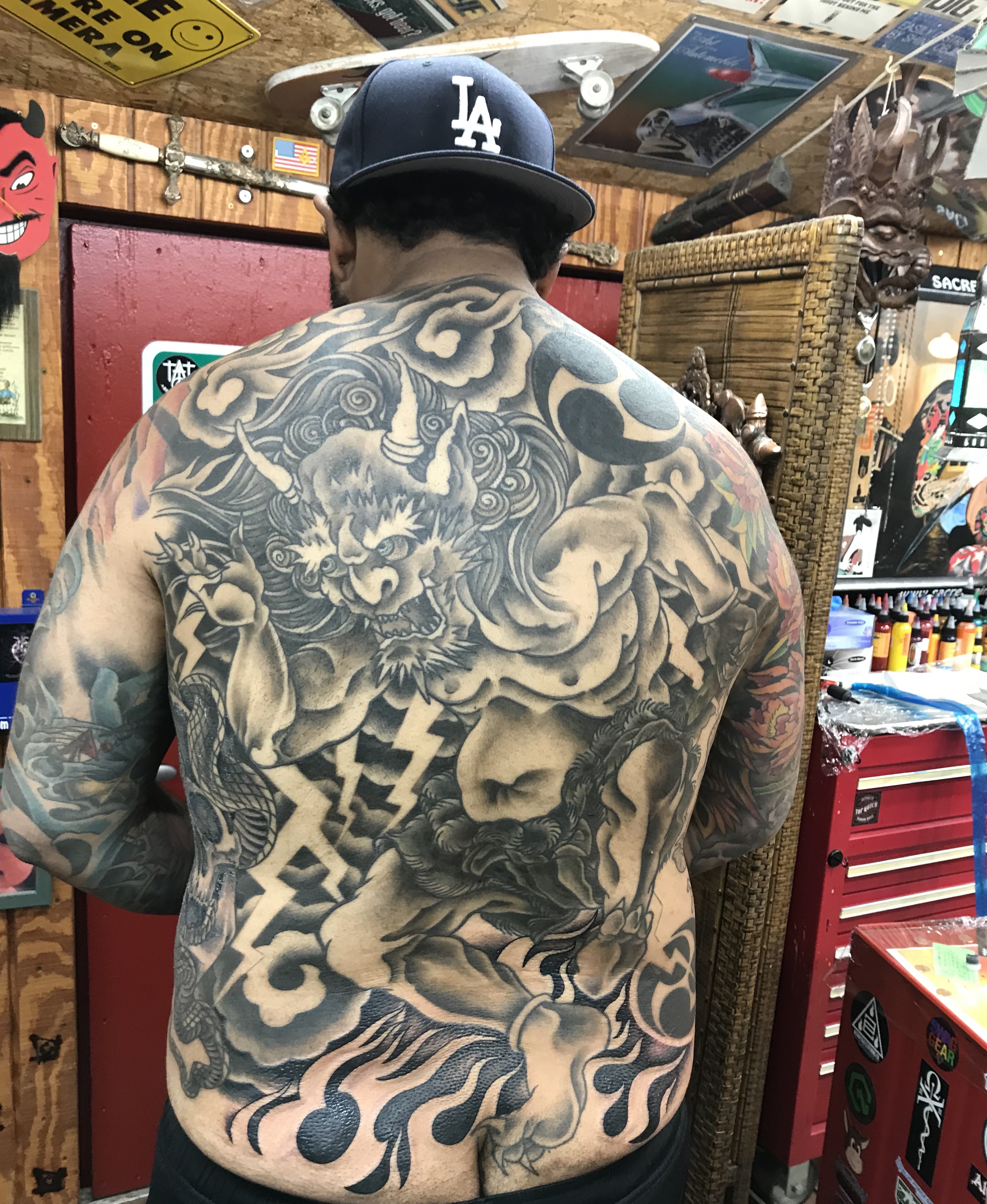  Japanese Raijin Oni Tattoo by Brandon G Notch. (In Progress) Raijin translates to “Thunder God” 