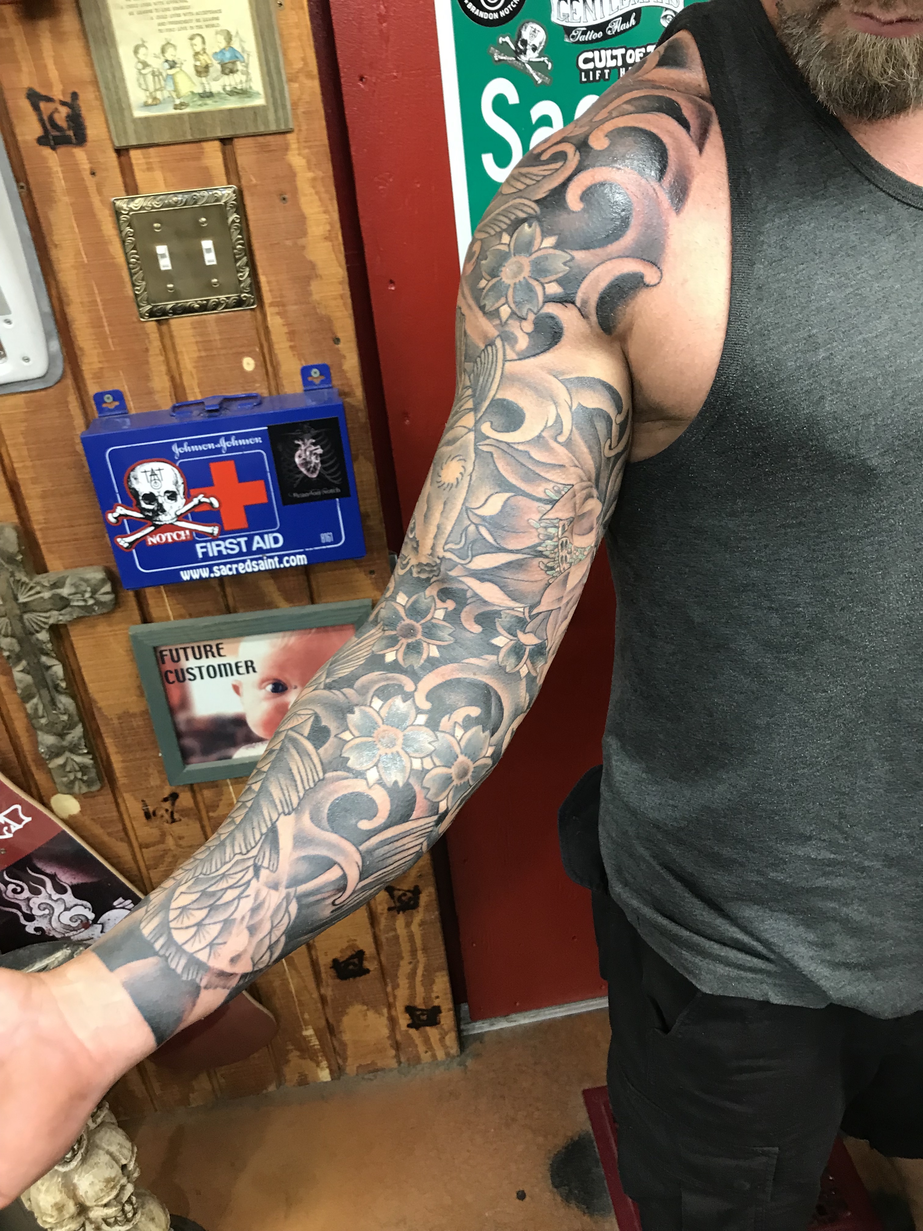  Black & gray Japanese koi fish sleeve by Brandon G Notch 