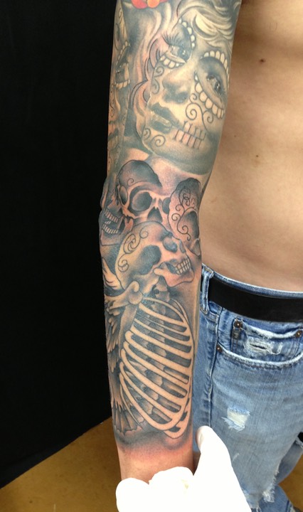  Day of the Dead black & gray sleeve by Brandon Garic Notch 