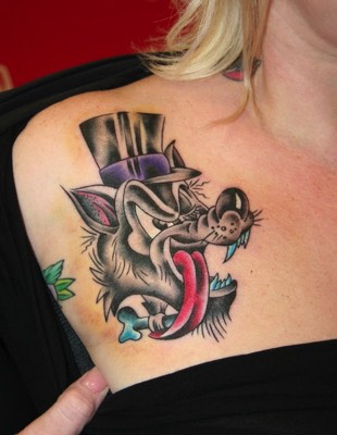  New school wolf tattoo by Brandon Notch 