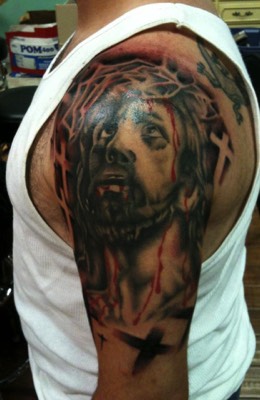  Jesus tattoo by Brandon Notch (Cover-Up) 