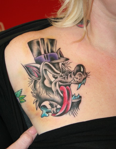  New school wolf tattoo by Brandon Notch 