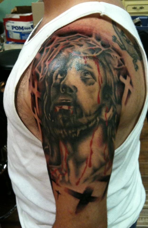  Jesus tattoo by Brandon Notch (Cover-Up) 
