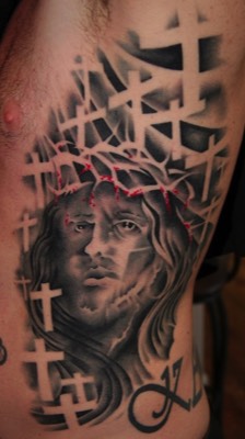  Trash polka Jesus tattoo by Brandon Notch 