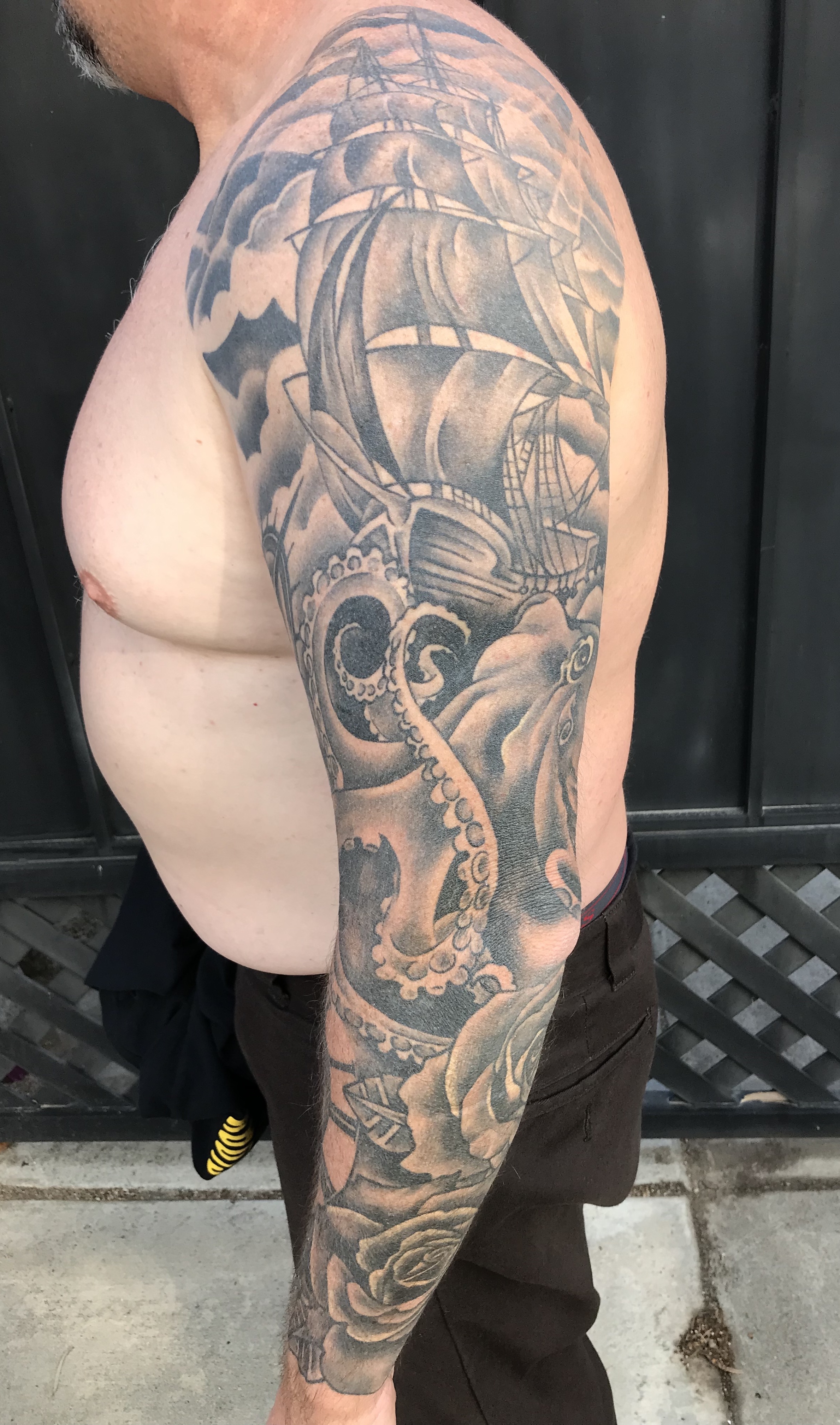  Octopus nautical tattoo by Brandon Notch 