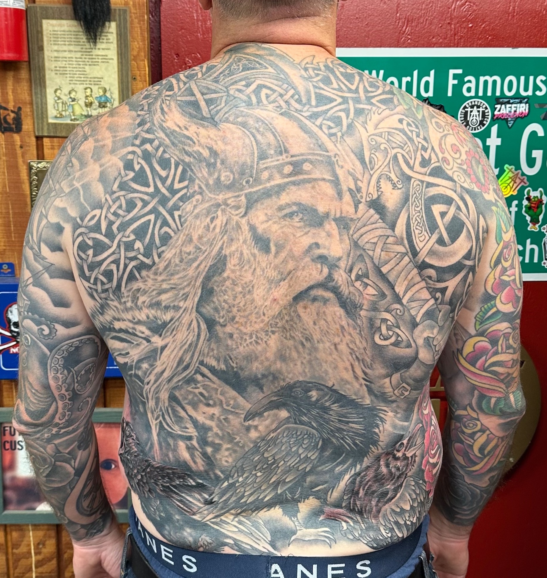  Odin Viking backpiece tattoo by Brandon Notch 