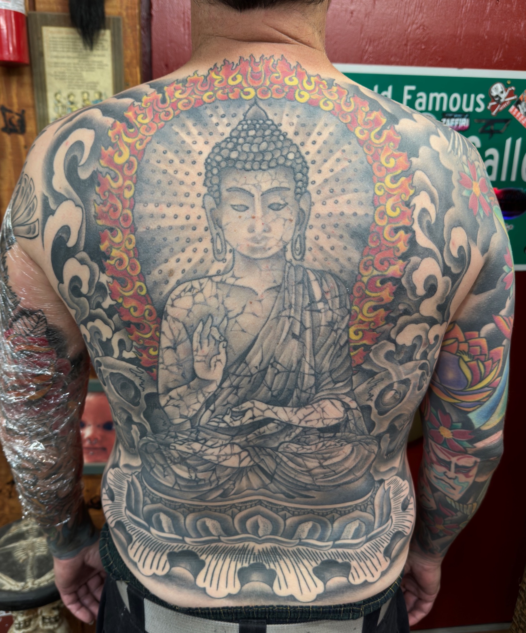  Buddha backpiece tattooed by Brandon Notch 