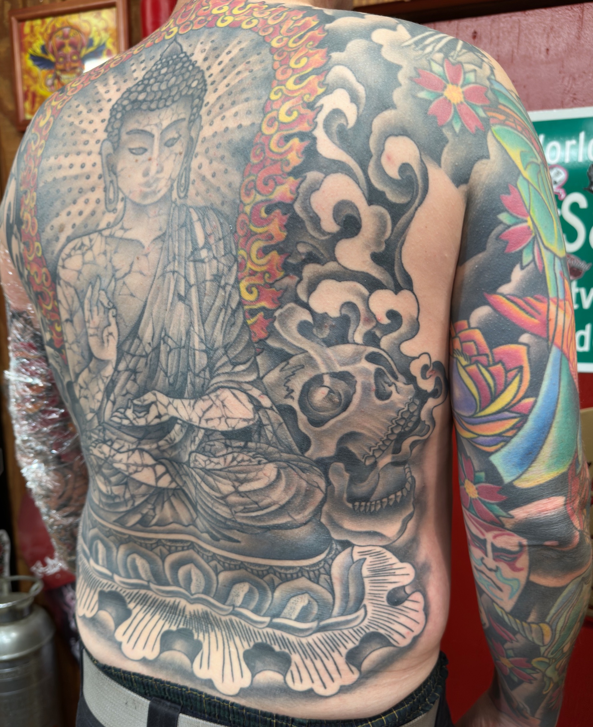  Buddha backpiece tattoo by Brandon Notch 