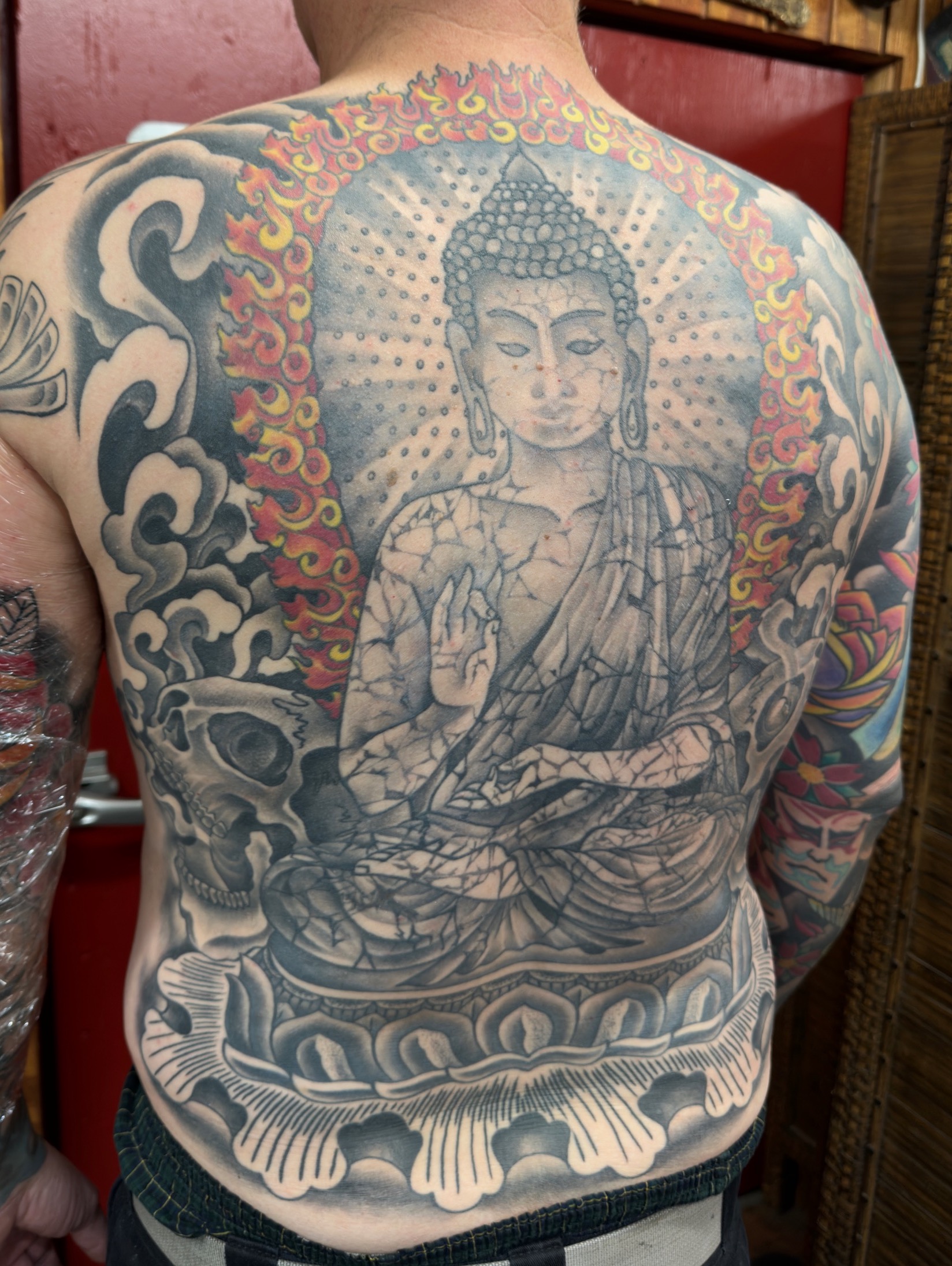  Buddha backpiece tattoo by Brandon Notch 