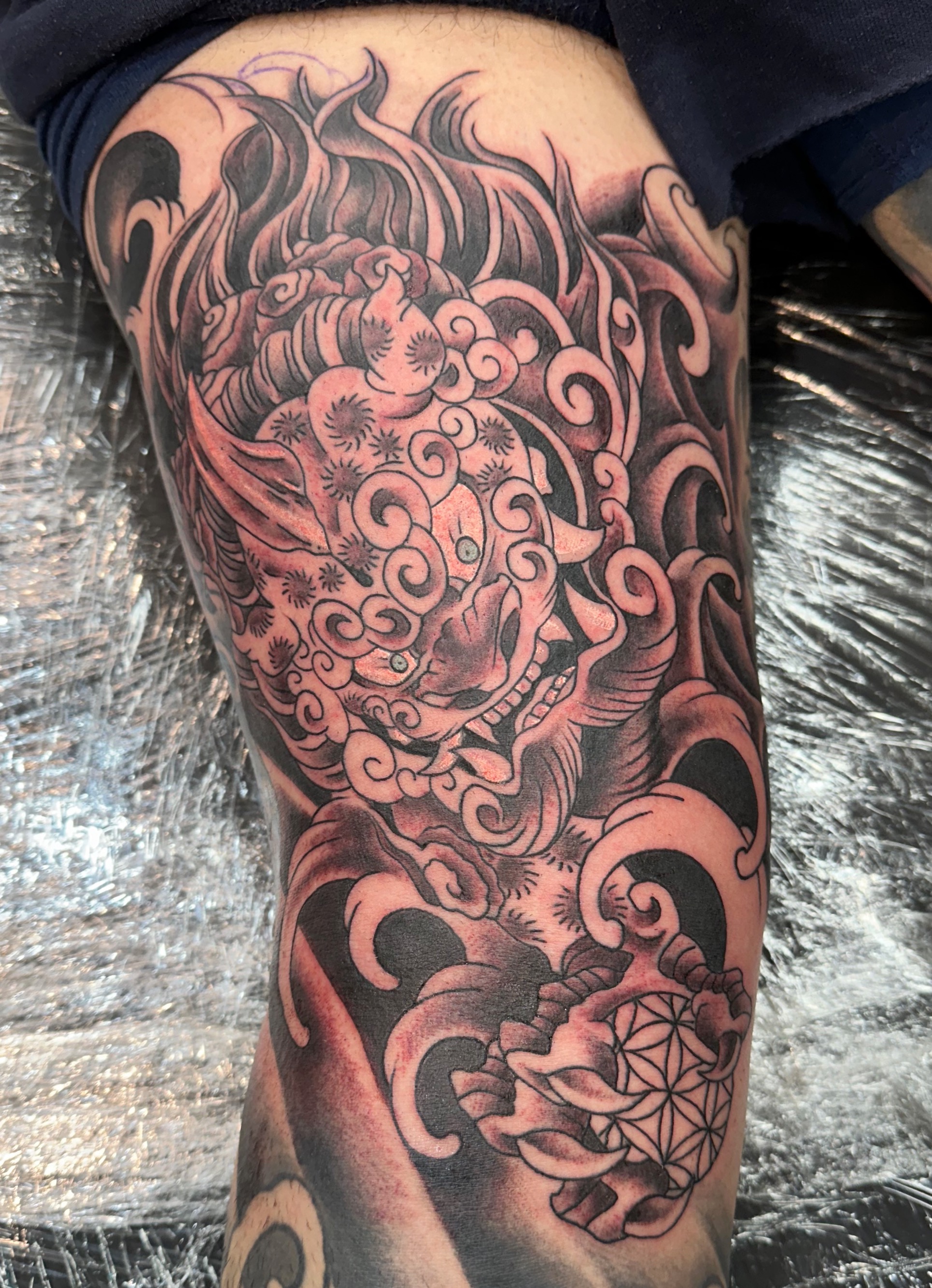 Japanese foo dog tattoo by Notch 