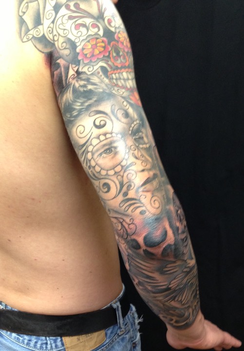  Day of the Dead black & gray tattoo by Brandon G Notch 
