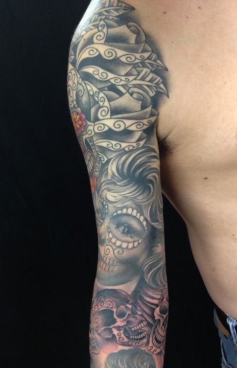  Dia De Los Muertos sleeve by Brandon G Notch 