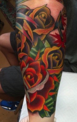  American traditional roses tattooed 