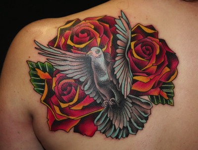  Dove & Roses Tattoo 