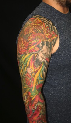 Buddhist monk tattoo sleeve 