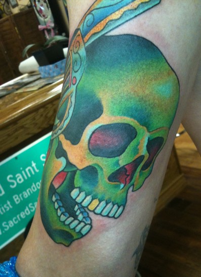  Green skull tattoo 
