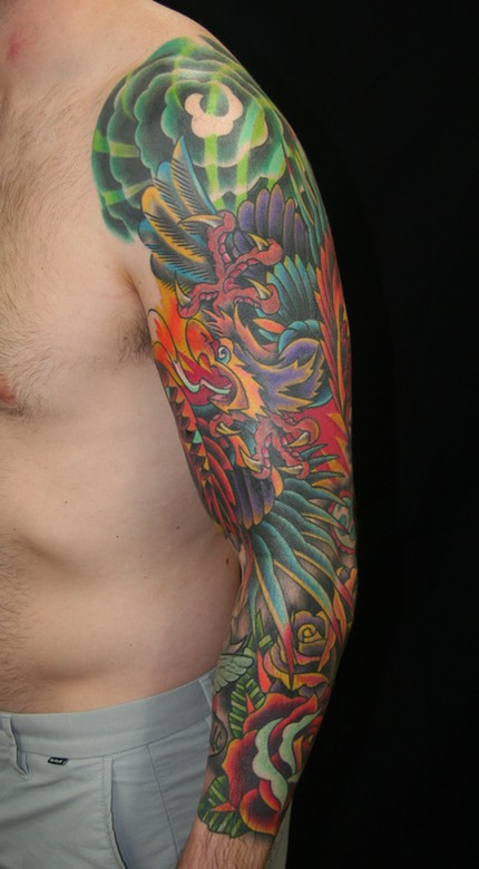  American traditional eagle sleeve tattoo 