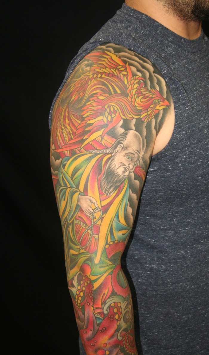  Buddhist monk tattoo sleeve 