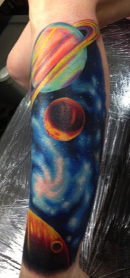  Space themed tattoo by Brandon Notch 