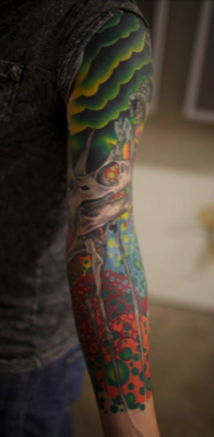  Tattooing by Brandon Notch (Salvador Dali elephant & dinosaur) 