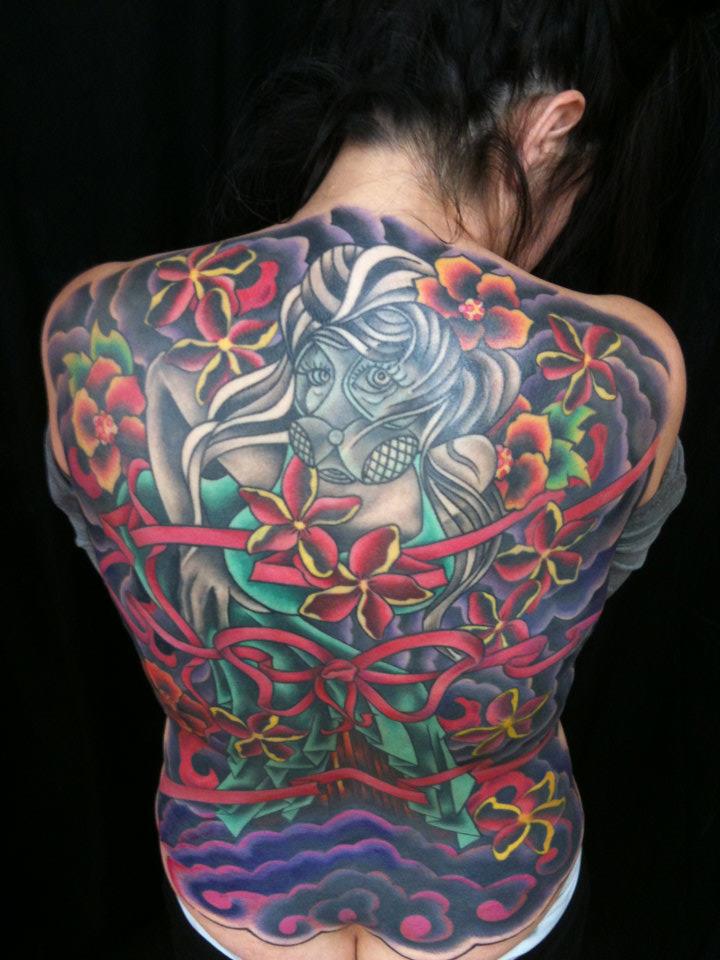  Women with Gas Mask Tattoo 