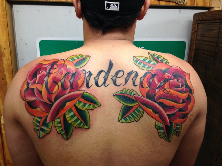  Roses & hand writing tattoo by Brandon Notch 