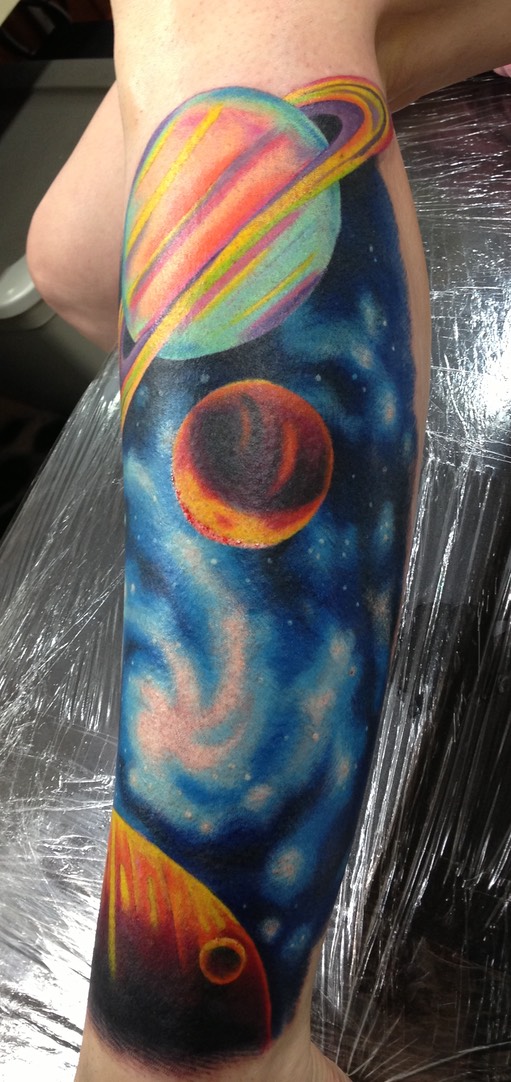  Space themed tattoo by Brandon Notch 