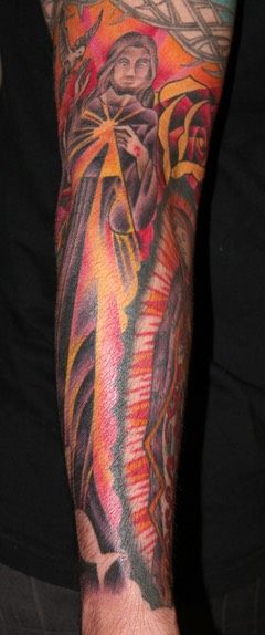  Traditional Virgin Mary & Jesus Tattoo by Brandon Notch 