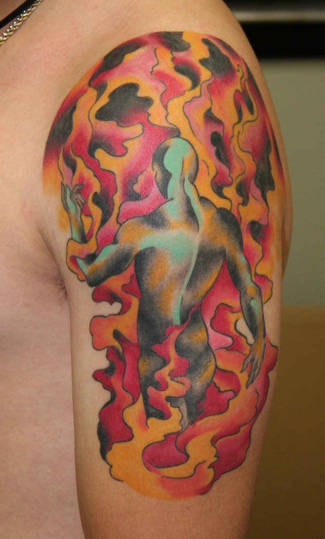  Burning man tattoo by Brandon Notch 