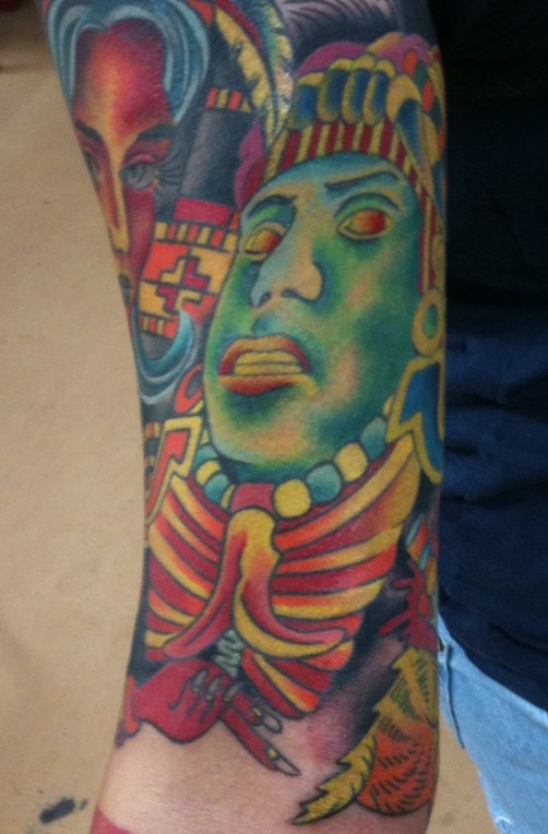  Aztec / Mayans inspired tattoo by Brandon Notch 