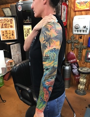  Underwater tattoo sleeve by Brandon Notch 