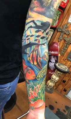  Ocean sleeve tattoo by Brandon Notch 