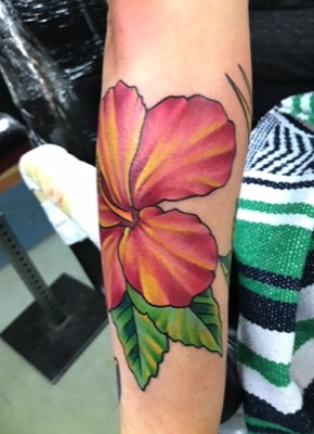  Hibiscus tattoo by Brandon Notch 