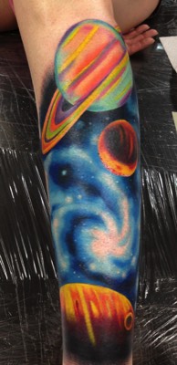  Space themed tattoo by Brandon Notch 