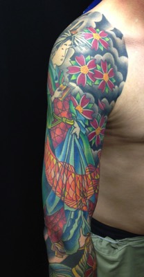  Japanese geisha sleeve tattoo by Brandon Notch 