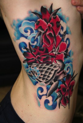  Ocean rib cage tattoo 