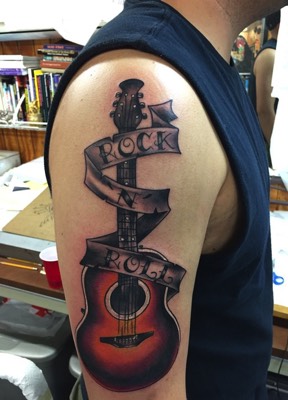  Rock 'n' roll tattoo guitar 