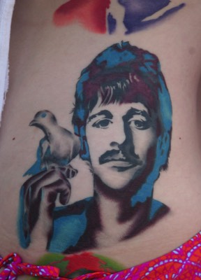  Ringo Starr art portrait tattooed By Brandon Notch (Dove-loving Ringo) The Beatles 