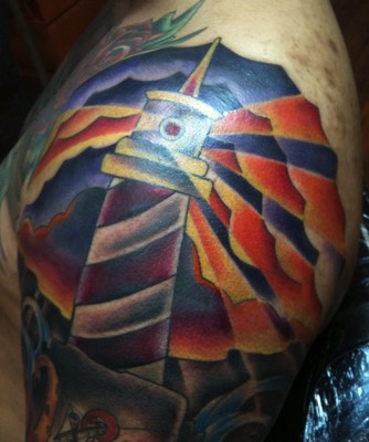  American traditional lighthouse tattoo 
