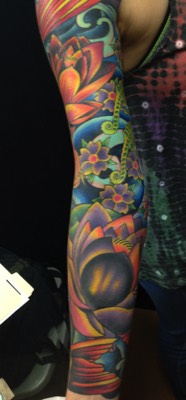  Lotus flower & seahorses sleeve by Brandon Notch 