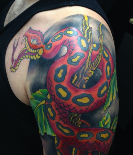  Japanese snake tattooed  by Brandon Notch (Cover-Up) 