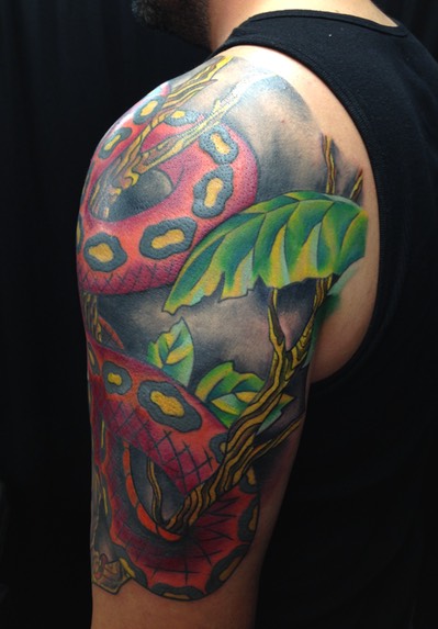  Japanese snake tattooed  by Brandon Notch (Cover-Up) 