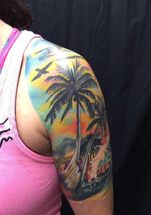  California Ocean Scene Tattoo by Brandon Notch 